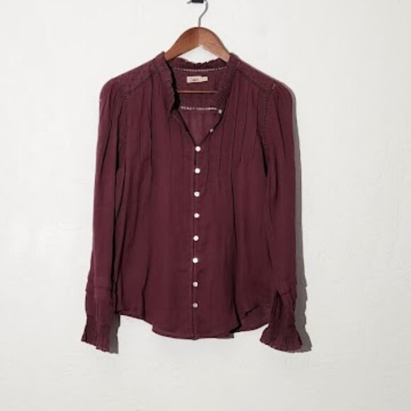 Faherty Women's Mock Neck Button-Down Blouse in size Medium - Picture 1 of 4
